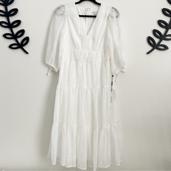 Calvin Klein Dresses & Skirts - New Calvin Klein White Tiered Dress | Size 6